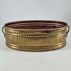 Vintage Brass candy dish planter plant pot vase w handles